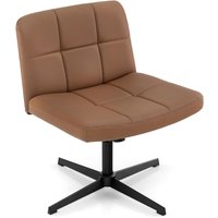 Gymax Upholstered Office Chair Swivel Vanity Chair With Adjustable Height in Brown