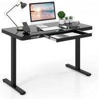 Gymax Electric Standing Desk Height Adjustable Stand Up Table With Glass Top in Black