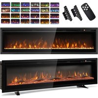 Gymax 127CM Electric Fireplace Freestanding Heater 12 Flame 8H Timer 750W/1500W in Black