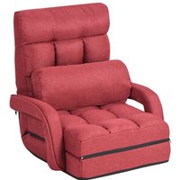 Gymax Folding Sofa Floor Gaming Chair With Armrests & Pillow Adjustable in Red