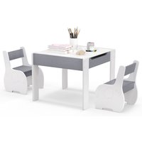 Gymax 4-In-1 Activity Table & Chair Set With Detachable Tabletop for Arts in Grey