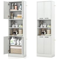 Gymax 190cm Tall Kitchen Cabinet With Doors & Shelves Freestanding Cupboard in Light Oak