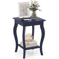 Gymax End Tables 2-Tier Accent Table with Elegant Curved LegS &Storage Shelf in Blue