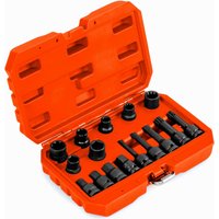 Gymax 16PCS Impact Brake Caliper Socket Set 1/2" Drive Wrench Brake Tool Kit in Orange
