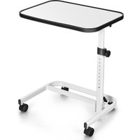 Gymax Overbed Table Portable Bedside Table Adjustable Height Lockable Wheels in White