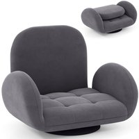 Gymax Swivel Floor Sofa Chair Folding Gaming Chair Adjustable Lounge Recliner in Grey