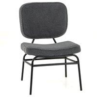Gymax Upholstered Accent Chair Sherpa Side Chair With Adjustable Foot Pads in Grey