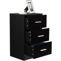 Gymax Nightstand Chest of Drawers With 3-Drawer Bedroom Organizer Black