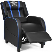 Gymax Gaming Chair Single Recliner Sofa With Footrest & Lumbar Cushion in Blue