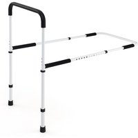 Gymax Bed Assist Rail Bedside Standing Bar Adjustable Fall Prevention Guard in White