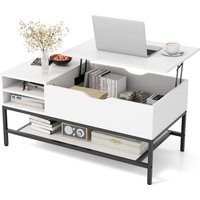 Gymax Lift Top Coffee Table Center Table With Open Compartment Removable Shelf in White