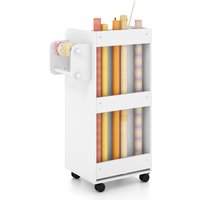 Gymax Office Rolling Storage Cart Kitchen Cabinet Utility Cart With 3 Drawer in White