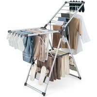 2 Layer Clothes Drying Rack Folding Laundry Hanger 4 Shoe Holders