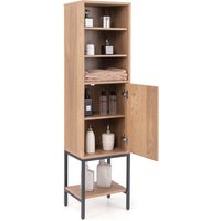 Gymax Tall Storage Cabinet Freestanding Kitchen Slim Cupboard With Door in Natural