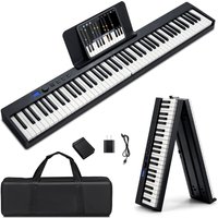 Gymax 88-Key Folding Digital Piano Electronic Keyboard Multifunctional Piano in Black