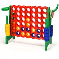 Gymax Giant 4-in-A Row Jumbo 4-to-Score Game Set With Basketball Hoop Ring Game in Green