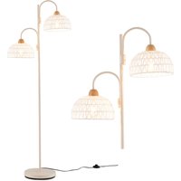 2 Light Tree Lamp Rotating Floor Lamp Woven Lampshades Foot Switch