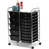 Gymax 15-Drawer Tool Cart Rolling Office Paper Organizer For School Beauty Salon in Black