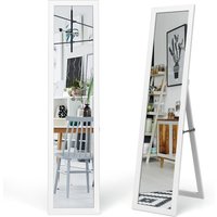 Gymax 2 in 1 Full Length Body Mirror Free Standing Dressing Mirror Wall Mounted in White