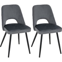 Gymax Dining Chair Set of 2 Upholstered Living Room Chair Adjustable Foot Pads in Grey | Size: 2 Pack