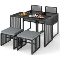 Costway 5 Pieces Patio Dining Set Outdoor Conversation Set in Grey