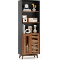 Costway 178 CM Bookshelf 5-Tier Bookcase w/Reversible Adjustable Shelf in Walnut