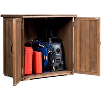 Gymax Outdoor Wooden Shed Tool Cabinet Double Doors For Garden Yard Garage in Brown