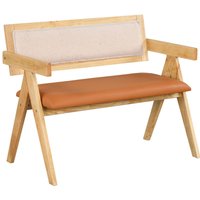 Gymax Wooden Dining Bench With Sherpa Upholstered Backrest Padded Seat in Light Khaki