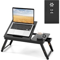 Tilting Laptop Tray Desk Folding Bed Breakfast Tray Drawer Dark