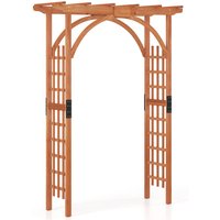 Gymax Wooden Arbor Arch Garden Trellis Climbing Pergola Archway For Ceremony in Khaki