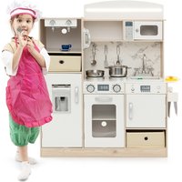 Gymax Play Kitchen Pretend Role Play Toy With LED Lights & Coffee Maker in White