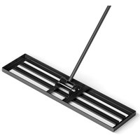 Gymax Lawn Leveling Rake Heavy Duty Level Lawn Tool With Ergonomic Handle in Black
