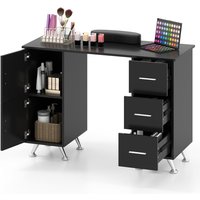 Gymax Manicure Table Nail Desk Nail Tech Table Station With 8 Metal Legs in Black