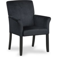 Gymax Padded Waiting Room Chair Wooden Velvet Reception Chair With Armrests in Black