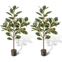 Gymax 2 Pack Artificial Plant Bird of Paradise 130cm Tall Tropical Palm Tree in Green