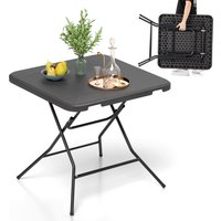 Gymax 80 cm Square Folding Picnic Table 4-Person Patio Dining Table Black