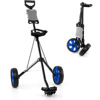 Gymax 2-Wheel Folding Golf Trolley Push Pull Cart With Scoreboard in Blue