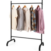 Gymax Metal Clothes Rack 1M Garment Rack Commercial Clothing Rack Holder in Black