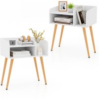 Gymax Set of 2 Modern Nightstand White 2-Tier Bedside End Table Open Shelves | Size: 2 Pack