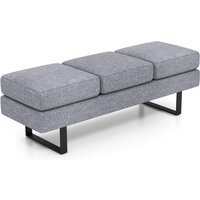 Gymax Upholstered Reception Bench Waiting Room Long Bench Footstool Office Chair in Grey