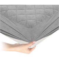 Gymax Super King Size Mattress Pad Velvet Mattress Topper With Deep Pocket in Grey