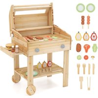 Gymax Grill Toy Set Playset Kids BBQ Barbecue Grill Play Kitchen For 3+ in Light Khaki