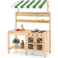 Mud Toy Kitchen Garden Kitchen Playset Canopy & 4 Stoves Light