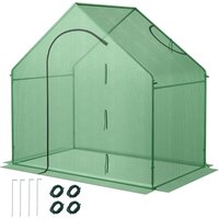 Gymax Walk-in Greenhouse PE Cover Warm House Tent With Roll-up Door & Window in Green