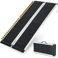 Gymax Portable Wheelchair Ramp 5FT Non-slip Aluminum Threshold Ramp in Silver