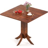 Gymax 33" Wooden Kitchen Table Square Dining Table With Pedestal Base in Dark Brown