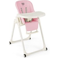 Gymax 4-in-1 Nursery High Chair Folding Feeding Chair With Footrest in Baby Pink