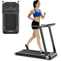 Gymax Folding Treadmill Home Compact Walking Running Machine in Silver