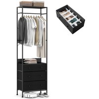 Gymax Clothes Rack Freestanding Closet Organizer With Drawers in Black