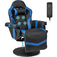Gymax Massage Gaming Chair Height Adjustable Swivel Recliner For Video Game in Blue